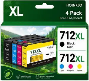 HOINKLO 712XL Ink Cartridges High Yield Compatible for HP 712 712 XL Ink to use with with DesignJet T210 T230 T630 T650 Studio Plotter Printer (Black, Cyan/Magenta/Yellow) HOINKLO 712XL Ink Cartridges High Yield Compatible for HP 712 712 XL Ink to use with with DesignJet T210 T230 T630 T650 Studio Plotter Printer (Black, Cyan/Magenta/Yellow)