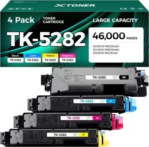 TK-5282 TK5282 Toner Cartridges Set 4-Pack Replacement for Kyocera TK-5282K TK-5282C TK-5282M TK-5282Y Compatible with Kyocera ECOSYS M6235cidn M6635cidn P6235cdn Printer Ink Black Cyan Magenta Yellow TK-5282 TK5282 Toner Cartridges Set 4-Pack Replacement for Kyocera TK-5282K TK-5282C TK-5282M TK-5282Y Compatible with Kyocera ECOSYS M6235cidn M6635cidn P6235cdn Printer Ink Black Cyan Magenta Yellow