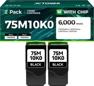 75M10K0 Black Toner Cartridge 2-Pack with chip High Yield Replacement for Lexmark 75M10K0 CS531 CX532 CX635 CS632 Toner Compatible with Lexmark CX635adwe CX532adwe CS632dwe CS531dw Laser Printer Ink 75M10K0 Black Toner Cartridge 2-Pack with chip High Yield Replacement for Lexmark 75M10K0 CS531 CX532 CX635 CS632 Toner Compatible with Lexmark CX635adwe CX532adwe CS632dwe CS531dw Laser Printer Ink