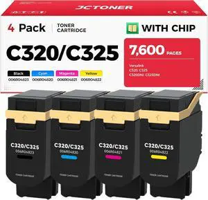 C320 C325 Toner Cartridge 4-Pack Standard Yield Replacement for 006R04820 006R04821 006R04822 006R04823 Toner Compatible with Xerox C320 C325 C320DNI C325DNI Color Laser Printer All-in-One (B/C/M/Y C320 C325 Toner Cartridge 4-Pack Standard Yield Replacement for 006R04820 006R04821 006R04822 006R04823 Toner Compatible with Xerox C320 C325 C320DNI C325DNI Color Laser Printer All-in-One (B/C/M/Y