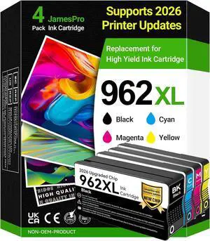 Upgraaded Chip 962XL Ink Cartridges Combo Pack Replacement for HP 962 Ink Cartridges Compatible with HP OfficeJet 9015e 9010 9015 9025e 9018e 9020 9025 9018 Printer (Black Cyan Magenta Yellow, 4-Pack) Upgraaded Chip 962XL Ink Cartridges Combo Pack Replacement for HP 962 Ink Cartridges Compatible with HP OfficeJet 9015e 9010 9015 9025e 9018e 9020 9025 9018 Printer (Black Cyan Magenta Yellow, 4-Pack)