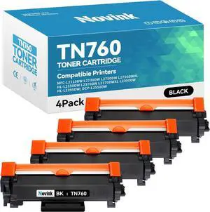 Compatible TN760 Black Toner Cartridge 4 Pack Replacement for Brother TN760 TN730 for MFC-L2710DW MFC-L2750DW HL-L2350DW HL-L2370DW HL-L2395DW L2390DW DCP-L2550DW Office Business Printer High Yield Compatible TN760 Black Toner Cartridge 4 Pack Replacement for Brother TN760 TN730 for MFC-L2710DW MFC-L2750DW HL-L2350DW HL-L2370DW HL-L2395DW L2390DW DCP-L2550DW Office Business Printer High Yield