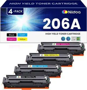 206A 206X Toner Cartridges 4 Pack with Chip Compatible 206A W2110A W2111A W2112A W2113A Replacement for HP 206A 206X Black Cyan Yellow Magenta Color Pro M255dw M255nw; MFP M282nw M283cdw Printer Ink 206A 206X Toner Cartridges 4 Pack with Chip Compatible 206A W2110A W2111A W2112A W2113A Replacement for HP 206A 206X Black Cyan Yellow Magenta Color Pro M255dw M255nw; MFP M282nw M283cdw Printer Ink