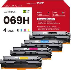 069H Toner Cartridge with Chip 4-pack High Yield Replacement for Canon 069 069H Compatible with Canon Color imageCLASS MF750C LBP670C Series MF753Cdw MF754Cdw MF751Cdw LBP674Cdw Printer (B/C/M/Y) 069H Toner Cartridge with Chip 4-pack High Yield Replacement for Canon 069 069H Compatible with Canon Color imageCLASS MF750C LBP670C Series MF753Cdw MF754Cdw MF751Cdw LBP674Cdw Printer (B/C/M/Y)