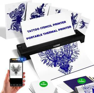 Tattoo Stencil Printer, Portable Tattoo Printer, Wireless-Bluetooth-Thermal Tattoo Transfer Machine with 10pcs Thermal Papers & 3pcs Transfer Papers, Support Mobile & PC,Black Tattoo Stencil Printer, Portable Tattoo Printer, Wireless-Bluetooth-Thermal Tattoo Transfer Machine with 10pcs Thermal Papers & 3pcs Transfer Papers, Support Mobile & PC,Black