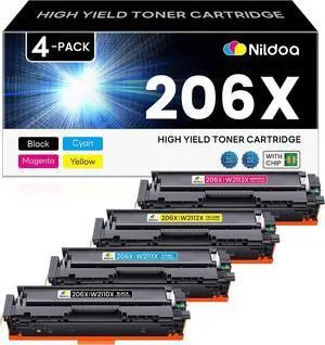 206X Toner Cartridges 4 Pack with Chip Compatible 206X W2110X W2111X W2112X W2113X Replacement for HP 206X Black Cyan Yellow Magenta Color Pro M255dw M255nw; MFP M282nw M283cdw Printer Ink 206X Toner Cartridges 4 Pack with Chip Compatible 206X W2110X W2111X W2112X W2113X Replacement for HP 206X Black Cyan Yellow Magenta Color Pro M255dw M255nw; MFP M282nw M283cdw Printer Ink