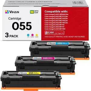 Vihan 055 Toner Cartridge Replacement for Canon 055 Color ImageCLASS MF743Cdw MF741Cdw MF743 MF741 MF746Cdw MF740C MF745Cdw LBP664Cdw Printer Ink (3 Pack,1C/M/1Y) Vihan 055 Toner Cartridge Replacement for Canon 055 Color ImageCLASS MF743Cdw MF741Cdw MF743 MF741 MF746Cdw MF740C MF745Cdw LBP664Cdw Printer Ink (3 Pack,1C/M/1Y)