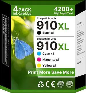 910XL Ink Cartridges for HP Printers (4-Pack) Replacement 910XL Ink Cartridges for HP Printers (4-Pack) Replacement