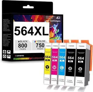 564XL High-Yield Ink Combo 5Pack for DeskJet 3520 Photosmart 7520 6520 5520 564XL High-Yield Ink Combo 5Pack for DeskJet 3520 Photosmart 7520 6520 5520