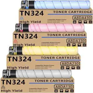 TN-324 TN324 Toner Cartridge High Yield TN324K Replacement for Konica Minolta TN324K TN324C TN324M TN324Y Compatible with Konica Minolta Bizhub C258 C308 C368 C454 C458 C554 C558 C658 Printer(B/C/M/Y) TN-324 TN324 Toner Cartridge High Yield TN324K Replacement for Konica Minolta TN324K TN324C TN324M TN324Y Compatible with Konica Minolta Bizhub C258 C308 C368 C454 C458 C554 C558 C658 Printer(B/C/M/Y)