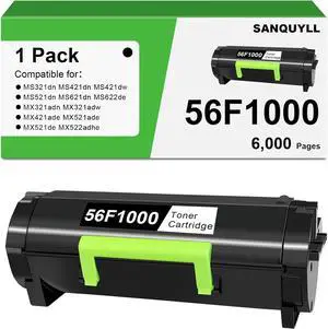 56F1000 Toner Cartridge Compatible for Lexmark 56F1000 Black Toner Cartridge for MS321 MX321 MS421 MX421 MS521 MX521 MS522 MX522 MS621 MX621 MS622 MX622 Printer High Yield 6,000 Pages 1PK Black 56F1000 Toner Cartridge Compatible for Lexmark 56F1000 Black Toner Cartridge for MS321 MX321 MS421 MX421 MS521 MX521 MS522 MX522 MS621 MX621 MS622 MX622 Printer High Yield 6,000 Pages 1PK Black