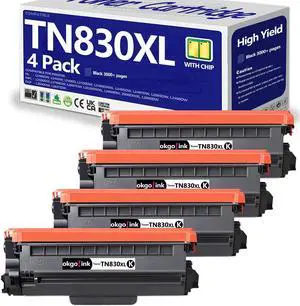 Compatible TN830XL TN830 Toner Cartridge Replacement for Brother TN-830XL TN-830 XL TN830xl/v Toner with DCP-L2640DW HL-L2460DW HL-L2480DW HL-L2400D HL-L2405W MFC-L2820DW Printer ,4 Pack Black Compatible TN830XL TN830 Toner Cartridge Replacement for Brother TN-830XL TN-830 XL TN830xl/v Toner with DCP-L2640DW HL-L2460DW HL-L2480DW HL-L2400D HL-L2405W MFC-L2820DW Printer ,4 Pack Black