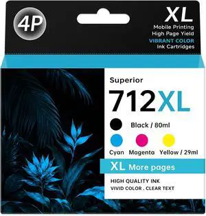 712XL 712 Ink Cartridges High Yield Compatible Replacement for HP 712XL 712 Ink Cartridges Combo Pack Works with HP DesignJet T210 T230 T630 T650 Printer (Black, Cyan, Yellow, Magenta, 4 Pack) 712XL 712 Ink Cartridges High Yield Compatible Replacement for HP 712XL 712 Ink Cartridges Combo Pack Works with HP DesignJet T210 T230 T630 T650 Printer (Black, Cyan, Yellow, Magenta, 4 Pack)