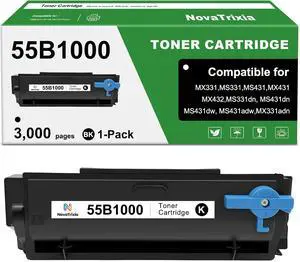 55B1000 Toner Cartridge Compatible for Lexmark MS431 Toner Cartridge MS331 MX331 MX431 MS331dn MS431dw MS431dn MX331adn MX431adn MX431adw MX432adwe Printer Ink 3000 Pages (Black, 1-Pack with Chip) 55B1000 Toner Cartridge Compatible for Lexmark MS431 Toner Cartridge MS331 MX331 MX431 MS331dn MS431dw MS431dn MX331adn MX431adn MX431adw MX432adwe Printer Ink 3000 Pages (Black, 1-Pack with Chip)
