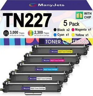 TN227 TN-227BK/C/M/Y High Yield Toner Cartridge 5-Pack Replacement for Brother TN-227 TN-223 BK/C/M/Y, for HL-L3210CW, HL-L3230CDW, MFC-L3750CDW, MFC-L3770CDW Printers(2BK, 1C/M/Y,with Chip) TN227 TN-227BK/C/M/Y High Yield Toner Cartridge 5-Pack Replacement for Brother TN-227 TN-223 BK/C/M/Y, for HL-L3210CW, HL-L3230CDW, MFC-L3750CDW, MFC-L3770CDW Printers(2BK, 1C/M/Y,with Chip)