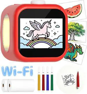 AI Voice Sticker Printer, 3.5" HD Touchscreen Mini Thermal Inkless Printer with Ambient Light, WiFi Portable Sticker Maker Machine with 2000mAh Battery for Kids DIY, Journaling & Gift(Red) AI Voice Sticker Printer, 3.5" HD Touchscreen Mini Thermal Inkless Printer with Ambient Light, WiFi Portable Sticker Maker Machine with 2000mAh Battery for Kids DIY, Journaling & Gift(Red)