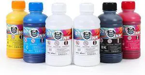 DTF Ink 1500ml Transfer Ink for PET Film Refill Ink for printheads ET-8550, XP-15000, XP600, I3200, L1800, Direct to Film Heat Transfer Printing, 250ml x 6 (2W+BKCMY) DTF Ink 1500ml Transfer Ink for PET Film Refill Ink for printheads ET-8550, XP-15000, XP600, I3200, L1800, Direct to Film Heat Transfer Printing, 250ml x 6 (2W+BKCMY)