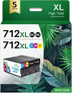 Q-image (5 Pack) 712XL Ink Cartridges Replacement for HP 712 712XL Q-image (5 Pack) 712XL Ink Cartridges Replacement for HP 712 712XL