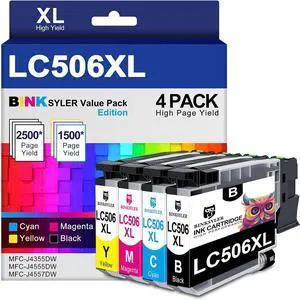 4-Pack LC506XL Ink Cartridges for Brother LC506 LC 506 XL BK/C/M/Y 4-Pack LC506XL Ink Cartridges for Brother LC506 LC 506 XL BK/C/M/Y
