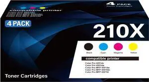 210X Toner Cartridge with Chip 4-Pack High Yield Replacement for HP 210X W2100X W2101X W2102X W2103X 210A Compatible with HP Color Laser Jet Pro MFP 4301fdw 4201dw 4201dn 4301fdn Printer(B/C/M/Y) 210X Toner Cartridge with Chip 4-Pack High Yield Replacement for HP 210X W2100X W2101X W2102X W2103X 210A Compatible with HP Color Laser Jet Pro MFP 4301fdw 4201dw 4201dn 4301fdn Printer(B/C/M/Y)
