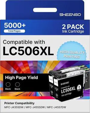 LC506XL Ink Cartridges Black Replacement for Brother LC506 LC506XL Ink Cartridges for Brother Printer LC 506 XL High Yield work for Brother MFC-J4355DW MFC-J4555DW MFC-J4557DW Printer (2 Pack, Black) LC506XL Ink Cartridges Black Replacement for Brother LC506 LC506XL Ink Cartridges for Brother Printer LC 506 XL High Yield work for Brother MFC-J4355DW MFC-J4555DW MFC-J4557DW Printer (2 Pack, Black)