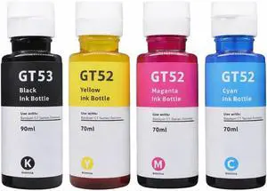 4-Pack Compatible Ink Bottles for HP GT52 & GT53 High-Yield Refill Ink for HP Smart Tank 500 Series, DeskJet GT 5810 & 5820 Cyan, Magenta, Yellow, Black 4-Pack Compatible Ink Bottles for HP GT52 & GT53 High-Yield Refill Ink for HP Smart Tank 500 Series, DeskJet GT 5810 & 5820 Cyan, Magenta, Yellow, Black