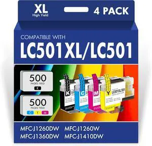 LC501XL LC501 Ink Cartridges for Brother Printer MFC-J1260W MFC-J1360DW LC501XL LC501 Ink Cartridges for Brother Printer MFC-J1260W MFC-J1360DW