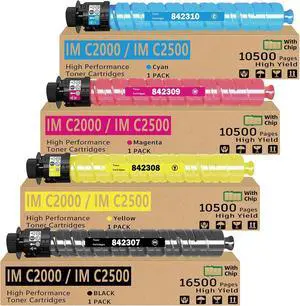 IM C2500 IMC2000 Toner Cartridges 4 Pack 16,500 Pages High Yield Compatible with IM C2000 IM C2500 Replacement for Ricoh 842307 842308 842309 842310 Printer ( B/C/Y/M ) IM C2500 IMC2000 Toner Cartridges 4 Pack 16,500 Pages High Yield Compatible with IM C2000 IM C2500 Replacement for Ricoh 842307 842308 842309 842310 Printer ( B/C/Y/M )