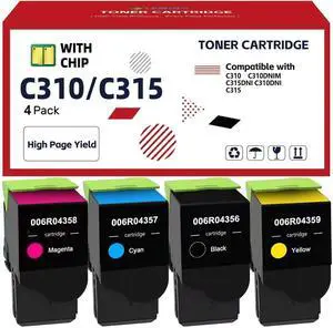 C310 C315 Toner Cartridge 4 Pack with Chip Replacement for Xerox 006R04356 006R04357 006R04358 006R04359 C310 Toner Compatible with Xerox C310 C310DNI C315 C315DNI Printer (B/C/M/Y) C310 C315 Toner Cartridge 4 Pack with Chip Replacement for Xerox 006R04356 006R04357 006R04358 006R04359 C310 Toner Compatible with Xerox C310 C310DNI C315 C315DNI Printer (B/C/M/Y)
