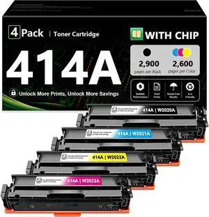 414A 414X High Yield Toner Cartridges 4 Pack (Black/Cyan/Yellow/Magenta) 414A 414X High Yield Toner Cartridges 4 Pack (Black/Cyan/Yellow/Magenta)