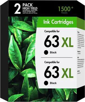 63XL 63 XL Black Ink Cartridges Compatible for HP63XL Officejet 3830 2-Pack 63XL 63 XL Black Ink Cartridges Compatible for HP63XL Officejet 3830 2-Pack