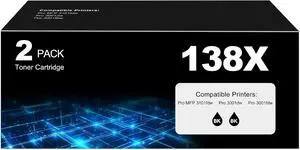138X Black Toner Cartridge Pro MFP 3101fdw Black Toner Compatible for HP 138X Black Toner Cartridge for HP138X W1380X for Pro 3001dw 3101sdw Toner 2 Pack (with Chip) 138X Black Toner Cartridge Pro MFP 3101fdw Black Toner Compatible for HP 138X Black Toner Cartridge for HP138X W1380X for Pro 3001dw 3101sdw Toner 2 Pack (with Chip)