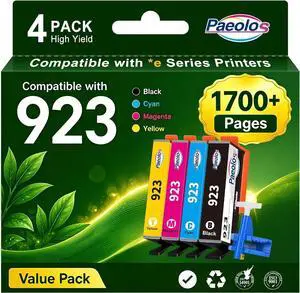 923 Ink Cartridges for HP Printers 4 Pack Replacement for HP 923XL Ink Cartridges Combo Pack Work for HP OfficeJet Pro 8130e 8125e 8120e 8138e 8135e 8139e Printers, No Chip, Black Cyan Magenta Yellow 923 Ink Cartridges for HP Printers 4 Pack Replacement for HP 923XL Ink Cartridges Combo Pack Work for HP OfficeJet Pro 8130e 8125e 8120e 8138e 8135e 8139e Printers, No Chip, Black Cyan Magenta Yellow