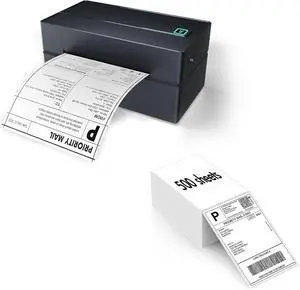 Bluetooth Thermal Shipping Label Printer (Black) + Thermal Direct Shipping Labels (Pack of 500 Fan-Fold Labels) Bluetooth Thermal Shipping Label Printer (Black) + Thermal Direct Shipping Labels (Pack of 500 Fan-Fold Labels)