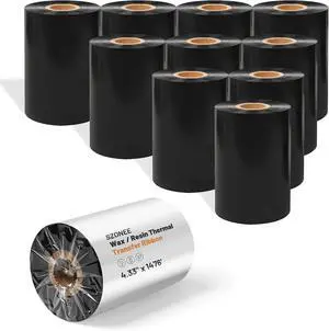 10 Rolls Resin Enhanced Wax Ribbon 4.33" x 1476' 1" Core Thermal Transfer 10 Rolls Resin Enhanced Wax Ribbon 4.33" x 1476' 1" Core Thermal Transfer