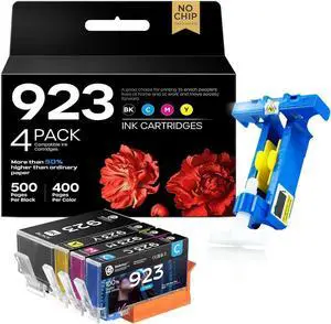 923 Ink Cartridges 4 Pack (NO CHIP) Replacement for HP 8135e 8130e Printer 923 Ink Cartridges 4 Pack (NO CHIP) Replacement for HP 8135e 8130e Printer