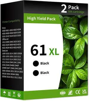 61 61XL Black Ink Cartridge Combo Pack Compatible for Hp 61XL Ink Cartridges Latest Upgrade Work with HP Envy 4500 5530 Officejet 4630 4635 Envy 4502 4501 Deskjet 1000 1010 2540 (2 Black) 61 61XL Black Ink Cartridge Combo Pack Compatible for Hp 61XL Ink Cartridges Latest Upgrade Work with HP Envy 4500 5530 Officejet 4630 4635 Envy 4502 4501 Deskjet 1000 1010 2540 (2 Black)