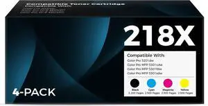 218X Toner Cartridges 4-Pack Compatible for HP Pro 3201 MFP 3301 Series 218X Toner Cartridges 4-Pack Compatible for HP Pro 3201 MFP 3301 Series
