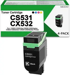 MEZOO CS531 CX532 Black Toner Cartridge High Yield 75M10K0 Toner Cartridge Replacement for Lexmark CS531 CS531dw CX532 CX532adwe CS632 CS632dwe CX635 CX635adwe Printer (1-Pack) MEZOO CS531 CX532 Black Toner Cartridge High Yield 75M10K0 Toner Cartridge Replacement for Lexmark CS531 CS531dw CX532 CX532adwe CS632 CS632dwe CX635 CX635adwe Printer (1-Pack)
