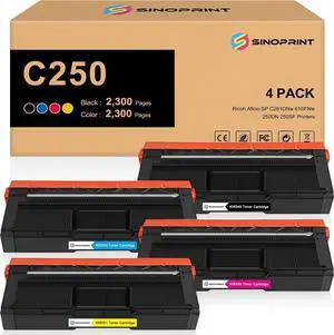Toner Cartridge Replacement for Ricoh C250 407539 407540 407541 407542 Compatible with Ricoh Aficio SP C261DNw /261SFNw /250DN/250SF (4Packs-1Black 1Cyan 1Magenta 1Yellow) Toner Cartridge Replacement for Ricoh C250 407539 407540 407541 407542 Compatible with Ricoh Aficio SP C261DNw /261SFNw /250DN/250SF (4Packs-1Black 1Cyan 1Magenta 1Yellow)