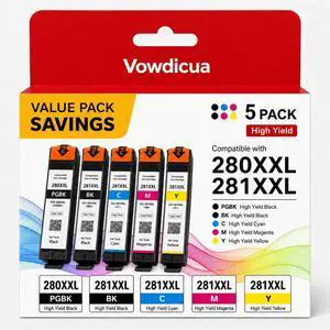 PGI-280 XXL/CLI-281 XXL Ink Cartridge 5 Color High Yield Value Pack Replacement for Canon 280 281 Ink Cartridges Compatible with PIXMA Printer TR8520 TR8620 TR7520 TR8600 TS6120 TS6220 TS9120 PGI-280 XXL/CLI-281 XXL Ink Cartridge 5 Color High Yield Value Pack Replacement for Canon 280 281 Ink Cartridges Compatible with PIXMA Printer TR8520 TR8620 TR7520 TR8600 TS6120 TS6220 TS9120