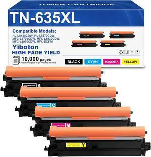 TN635 TN-635 TN635XL Toner Cartridge Replacement for Brother HL-L8430CDW L8430CDWT L8570CDW MFC-L8730CDW L8930CDW L8970CDW EX575 Printer.Black Cyan Magenta Yellow TN635 TN-635 TN635XL Toner Cartridge Replacement for Brother HL-L8430CDW L8430CDWT L8570CDW MFC-L8730CDW L8930CDW L8970CDW EX575 Printer.Black Cyan Magenta Yellow