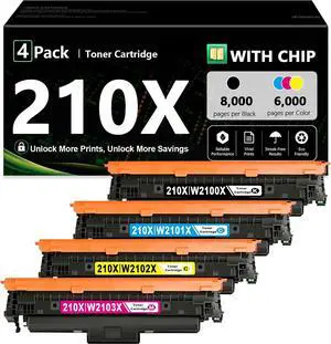 210X Toner Cartridges 4 Pack (B/C//Y/M) 210X Toner Cartridges 4 Pack (B/C//Y/M)