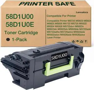 58D1U00 Black Toner Cartridge Extra High Yield Replacement for Lexmark 58D1U00 Toner Compatible for Lexmark MS725 MS823 MS824 MS825 MS826 MX722 MX725 MX822 MX824 MX826 Printers 55000 Pages 58D1U00 Black Toner Cartridge Extra High Yield Replacement for Lexmark 58D1U00 Toner Compatible for Lexmark MS725 MS823 MS824 MS825 MS826 MX722 MX725 MX822 MX824 MX826 Printers 55000 Pages