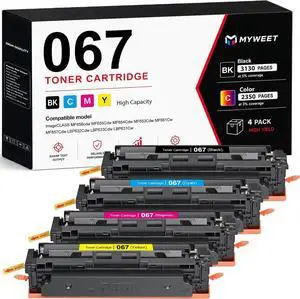 067 Toner Cartridges Set 4 Pack (Bk/C/M/Y) Replacement for Canon 067 to use with Color imageCLASS MF656Cdw MF654Cdw MF650C MF652Cw LBP633Cdw MF653Cdw LBP632Cdw Printer 067 Toner Cartridges Set 4 Pack (Bk/C/M/Y) Replacement for Canon 067 to use with Color imageCLASS MF656Cdw MF654Cdw MF650C MF652Cw LBP633Cdw MF653Cdw LBP632Cdw Printer
