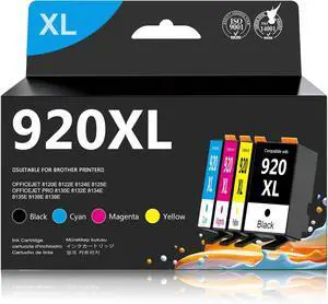 920XL Ink Cartridge (4-Pack, Black Cyan Magenta Yellow) 920XL Ink Cartridge (4-Pack, Black Cyan Magenta Yellow)