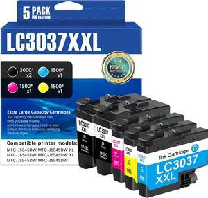 LC3037 XXL Ink Cartridge (5-Pack) Super High-Yield Replacement for Brother LC3037XXL LC3037 XXL LC3037BK Ink Cartridge Compatible with MFC-J5845DW MFC-J6945DW MFC-J6545DW MFC-J5945DW Printers LC3037 XXL Ink Cartridge (5-Pack) Super High-Yield Replacement for Brother LC3037XXL LC3037 XXL LC3037BK Ink Cartridge Compatible with MFC-J5845DW MFC-J6945DW MFC-J6545DW MFC-J5945DW Printers
