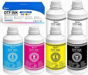 DTF Ink Premium DTF Transfer Ink 1000ML Combo Pack CMYK+2Wh High Fluidity & Coverage, Direct to Film Heat Transfer for PET Film, Refill for XP-15000 L1800 L805 R1390 R2400 I3200 XP600 DX5 DX7 DTF Ink Premium DTF Transfer Ink 1000ML Combo Pack CMYK+2Wh High Fluidity & Coverage, Direct to Film Heat Transfer for PET Film, Refill for XP-15000 L1800 L805 R1390 R2400 I3200 XP600 DX5 DX7