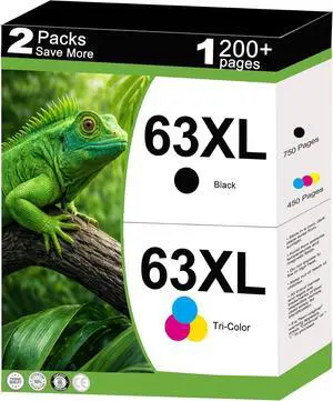 63XL Ink Cartridge Combo Pack Compatible for HP 63 HP63 XL Work for Envy 4520 Officejet 3830 4650 4652 5255 5258 5200 4655 Envy 4512 Deskjet 1112 2130 3630 Printer 2-Pack Black Color with V28.3.1 Chip 63XL Ink Cartridge Combo Pack Compatible for HP 63 HP63 XL Work for Envy 4520 Officejet 3830 4650 4652 5255 5258 5200 4655 Envy 4512 Deskjet 1112 2130 3630 Printer 2-Pack Black Color with V28.3.1 Chip