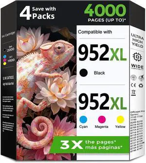 952XL Ink Cartridge Compatible for HP Ink 952 XL HP952XL Cartridges Combo Pack (4-Pack) Work with Officejet Pro 8710 7740 8720 8702 8210 7720 8715 8730 8740 8216 8716 8725 8700 8200 7730 8735 Printers 952XL Ink Cartridge Compatible for HP Ink 952 XL HP952XL Cartridges Combo Pack (4-Pack) Work with Officejet Pro 8710 7740 8720 8702 8210 7720 8715 8730 8740 8216 8716 8725 8700 8200 7730 8735 Printers